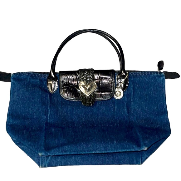 Y2K Brighton Denim Satchel Tote Shoulder Bag - Picture 4 of 15